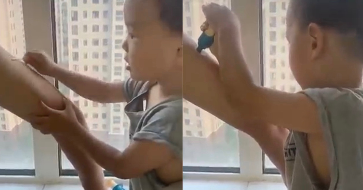 TODDLER WANTS TO BE DOCTOR AND JABS DAD, WHACK ONLY