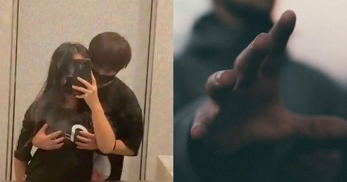 YP COUPLE TAKES MIRROR SELFIE OF NEH NEH GETTING GROPED