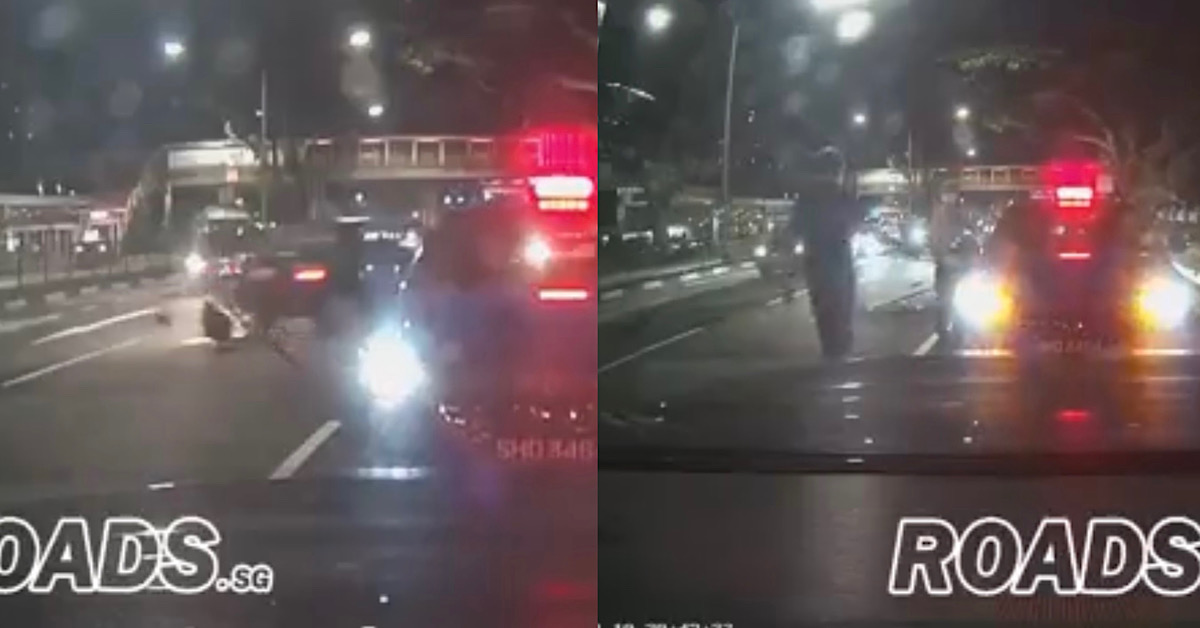 CAR WHACKS INTO DIVIDER AND GOES ONTO ONCOMING TRAFFIC