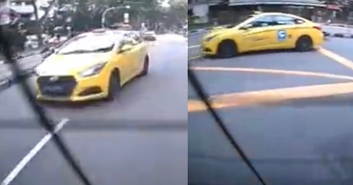 COMFORT DELGRO TAXI SIDE SWEEPS MOTORBIKE, RIDER SENT FLYING