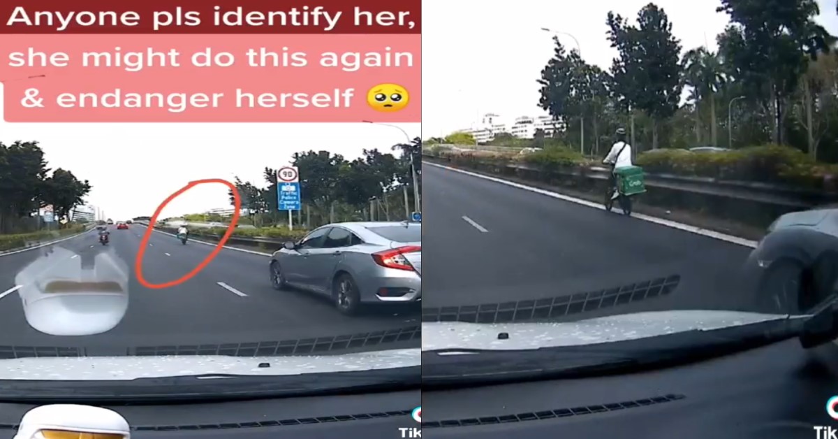 FOOTAGE OF GRABFOOD CYCLIST ON THE WAY TO 5 STAR SERVICE ON EXPRESSWAY