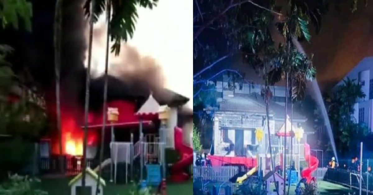 HUGE FIRE @ PRESCHOOL, GRABFOOD RIDER RUN INTO FIRE TO HELP