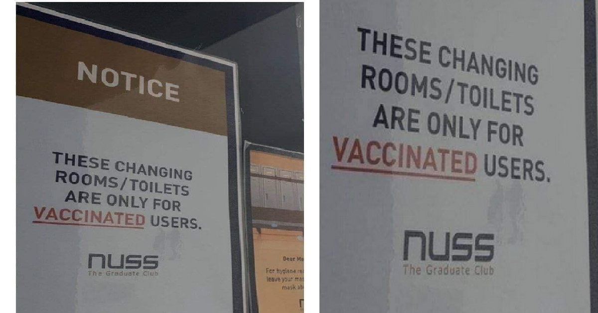 NUSS ALLEGEDLY ONLY ALLOW VACCINATED PPL TO USE SOME TOILETS