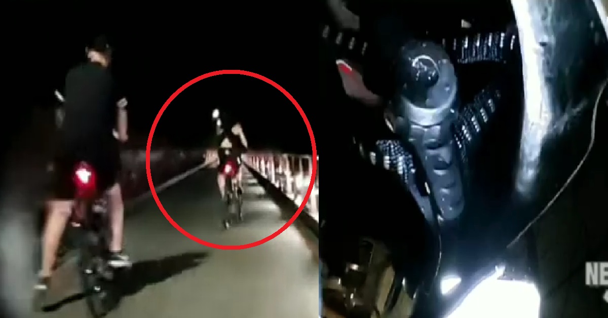 CYCLIST TELL WOMAN “ON YOUR RIGHT”, THEN SHE GO RIGHT, END UP BOTH CRASH