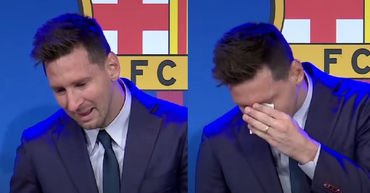 LIONEL MESSI IN TEARS DURING BARCELONA FAREWELL PRESS CONFERENCE