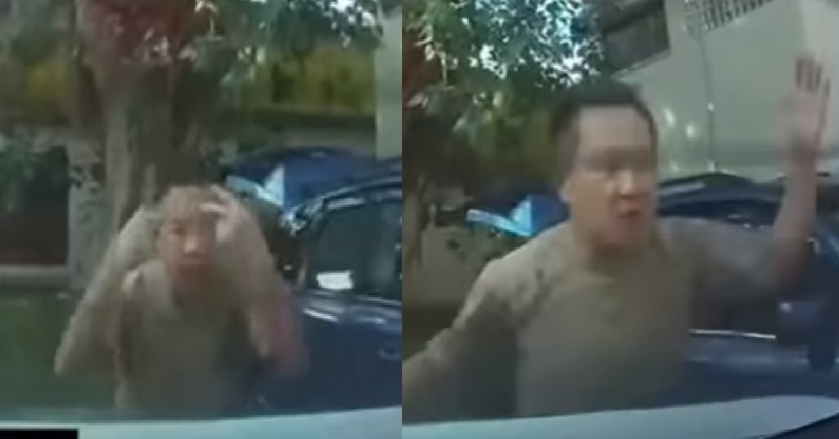 MAN WANT TO FIGHT AT CARPARK BUT RUN AWAY WHEN POLICE CALLED