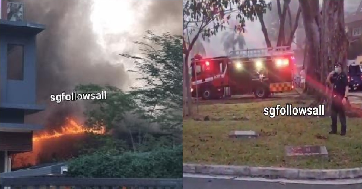 HUGE FIRE AT PASIR PANJANG – SCDF FIRE TRUCK & POLICE AT THE SCENE