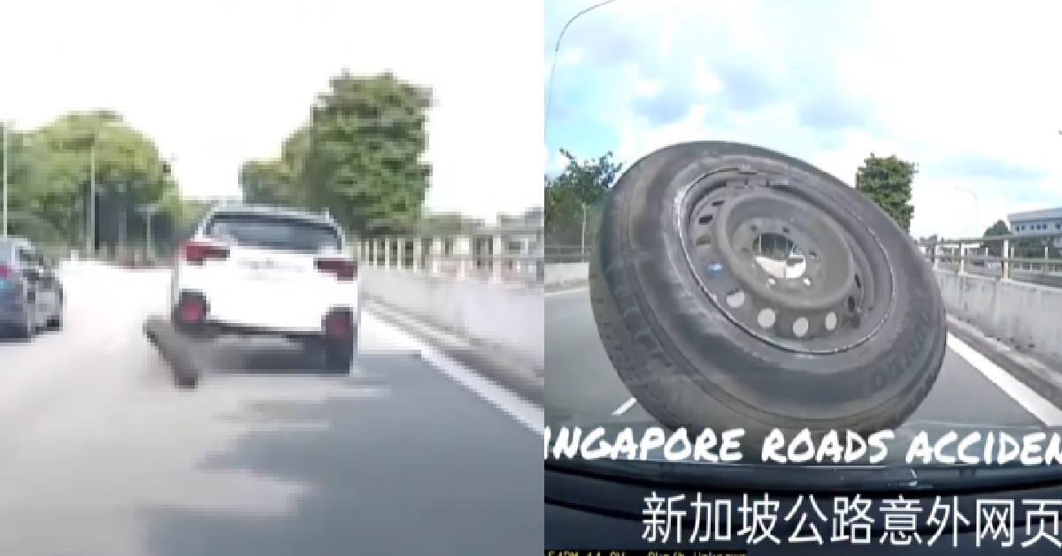 CAR ON EXPRESSWAY, SUDDENLY KENA WHACK BY FLYING TYRE