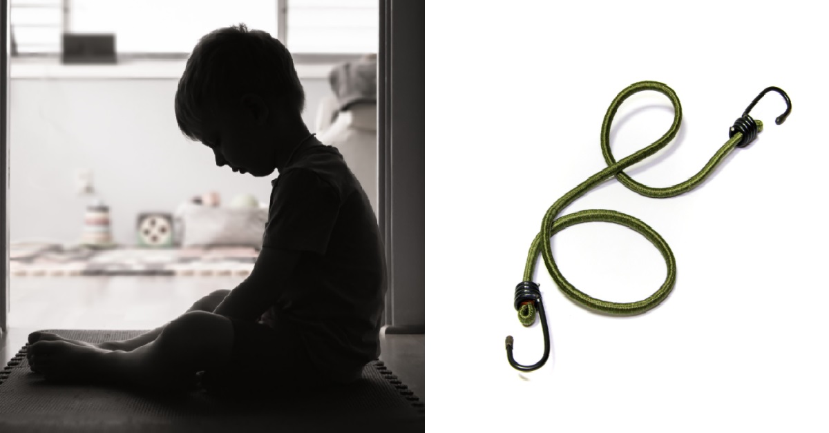 FATHER BITE SON, CHOKE HIM AND TIE HIM UP WITH BICYCLE CORD