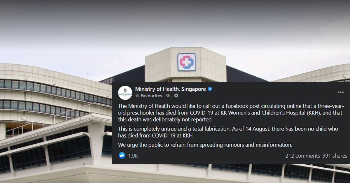 MOH WARNS OF FAKE NEWS ABOUT “3 Y.O WHO ALLEGEDLY DIED OF COVID-19 AT KK HOSPITAL”