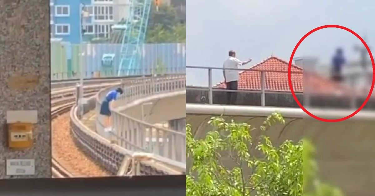 XMM CLIMB ONTO MRT TRACK @ YCK, WANTING TO JUMP DOWN