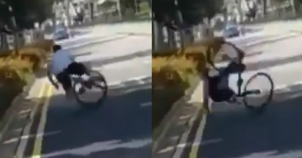 YP CHIONG HIS BICYCLE ON THE ROAD TO PROVE HIS “GANGSTERISM”, CRASHED