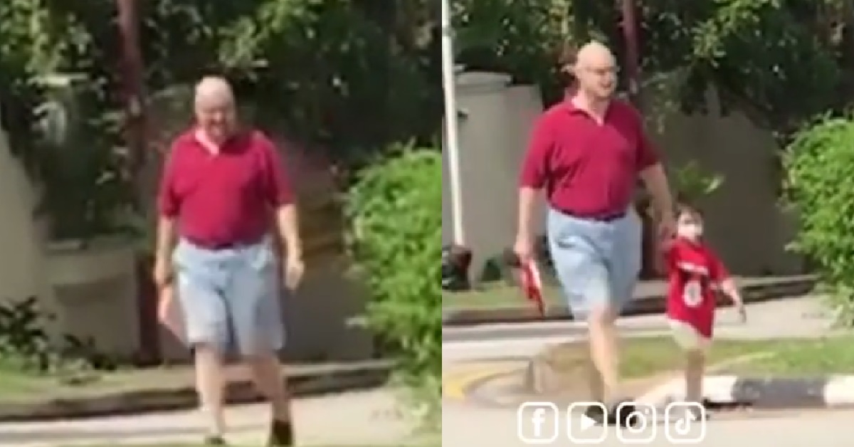 ANG MOH NO WEAR MASK GO OUT FOR WALK, EVEN HIS SON WEARING MASK