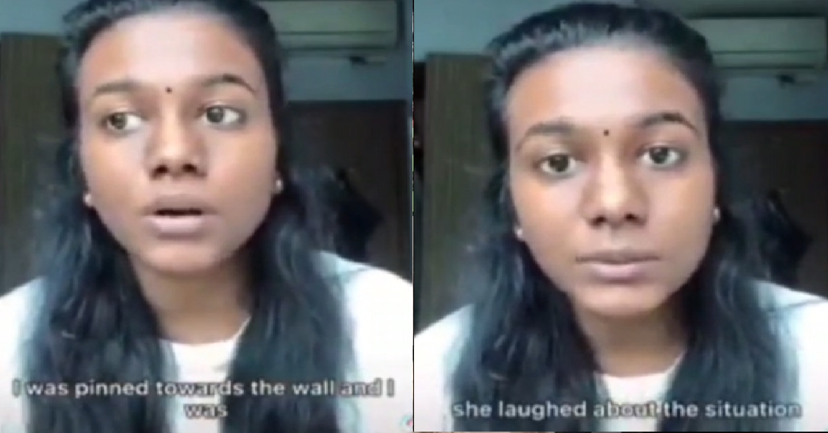 GIRL PINNED AGAINST WALL BY SCHOOLMATE, DISCIPLINE MASTER LAUGH AT HER