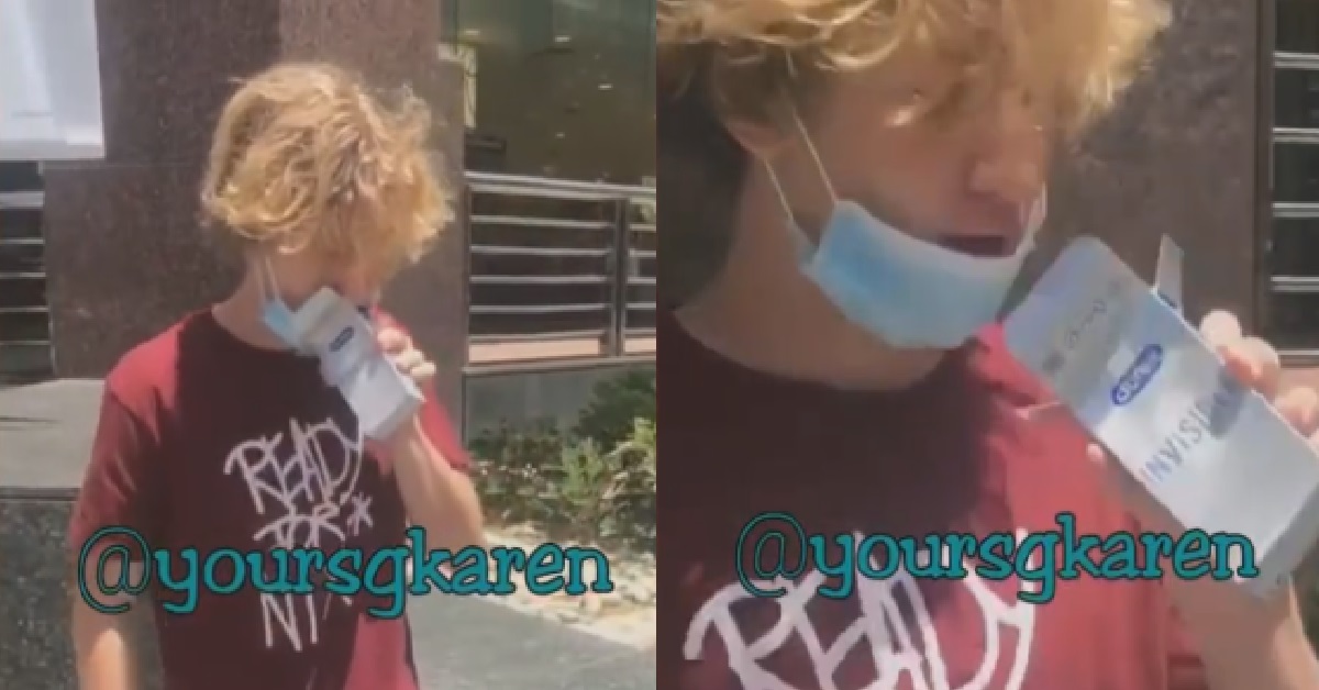 ANG POH YP OPEN A BOX OF CONDOMS TO SNIFF AND SMELL IT