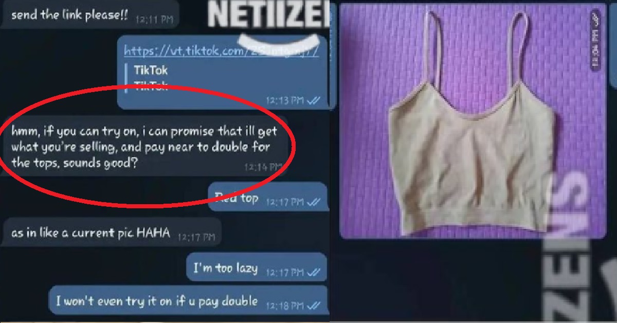 PERVERT ASK XMM ON CAROUSELL TO SEND PICS OF HERSELF IN CROP TOP