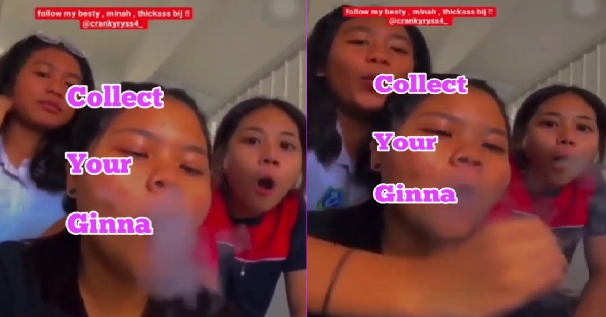 YP MINAHS HIDE AT STAIRCASE TO VAPE, GIRL DO “SUCK C**K” GESTURE