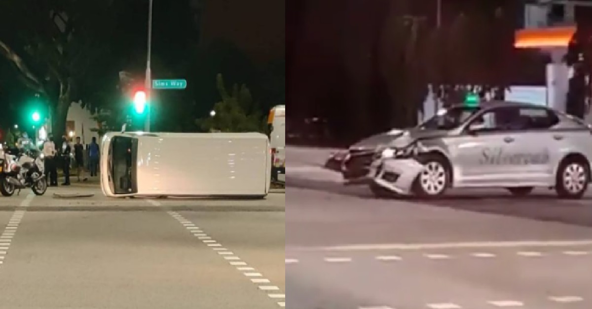 VAN FLIPPED OVER @ GEYLANG, NETIZENS SAY VAN TAKING A NAP