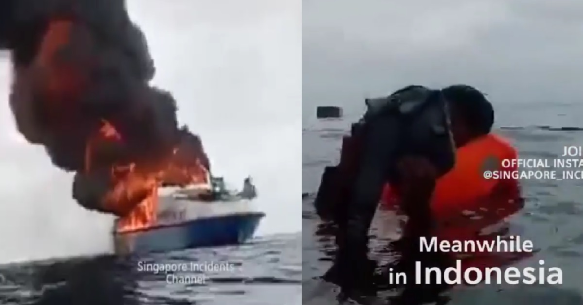 INDONESIAN FERRY CAUGHT FIRE, SURVIVORS STUCK AT SEA WAITING FOR RESCUE