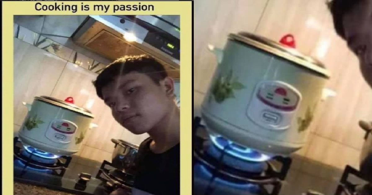 GUY SAY “COOKING IS MY PASSION”, PUT RICE COOKER ON STOVE FIRE