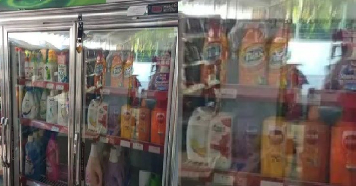 MAMA SHOP KEEP THEIR SHAMPOO AND SOAPS INSIDE FRIDGE