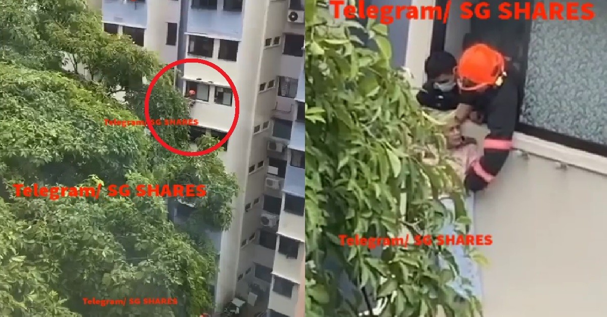 OLD WOMAN STANDING ON KITCHEN LEDGE, ALLEGEDLY WANT TO JUMP DOWN