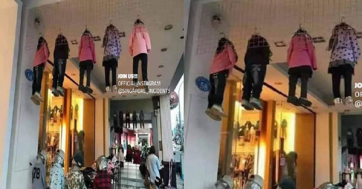 SHOP HANG THEIR CLOTHES MANNEQUINS ON CEILING, LOOK LIKE GHOSTS