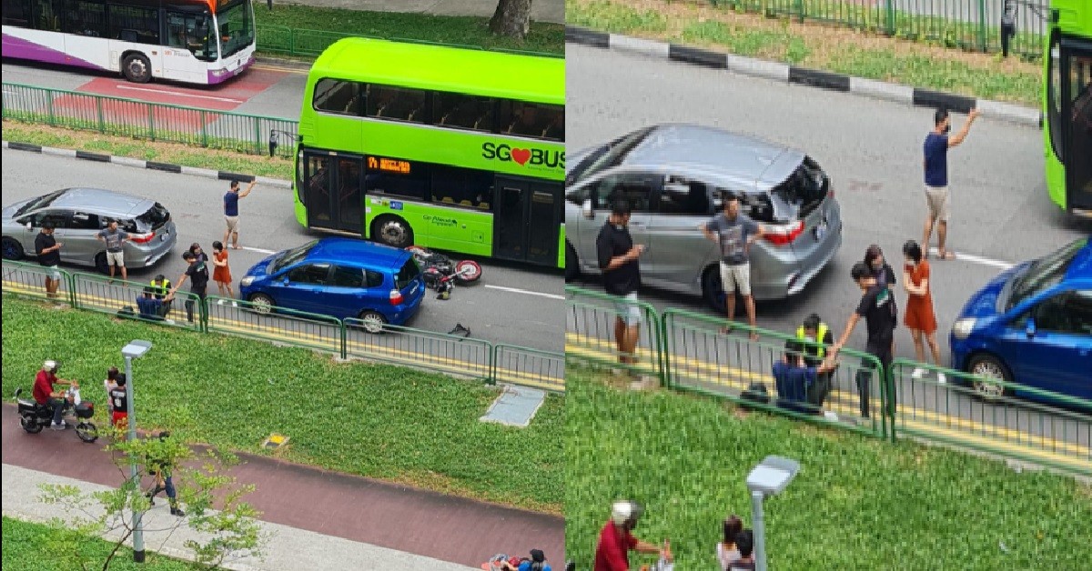 ACCIDENT BETWEEN MOTORCYCLE AND CAR AT BEDOK NORTH ROAD