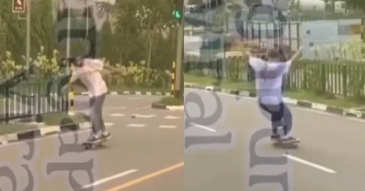 YP SKATEBOARDING IN THE MIDDLE OF THE ROAD, NOT SCARED OF DYING