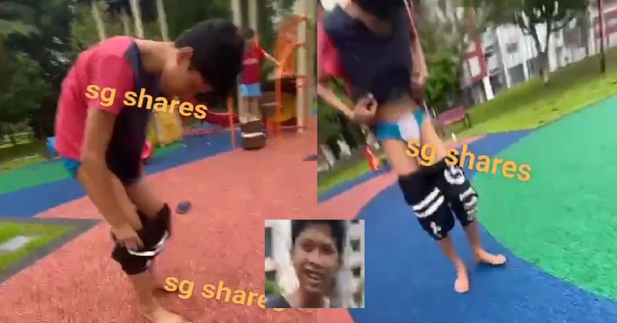 YP SHOW OFF HIS BLUE PANTIES THAT HIS AH MA BOUGHT FOR HIM
