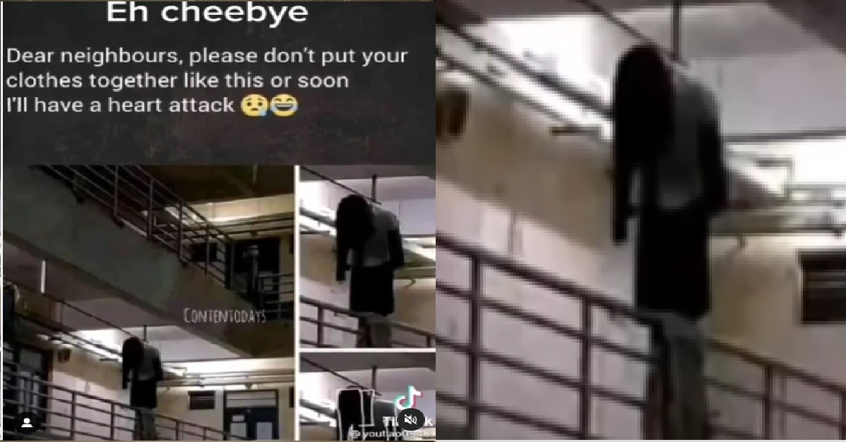 RESIDENT HANG CLOTHES OUTSIDE, NEIGHBOUR THOUGHT GOT GHOST FLOATING