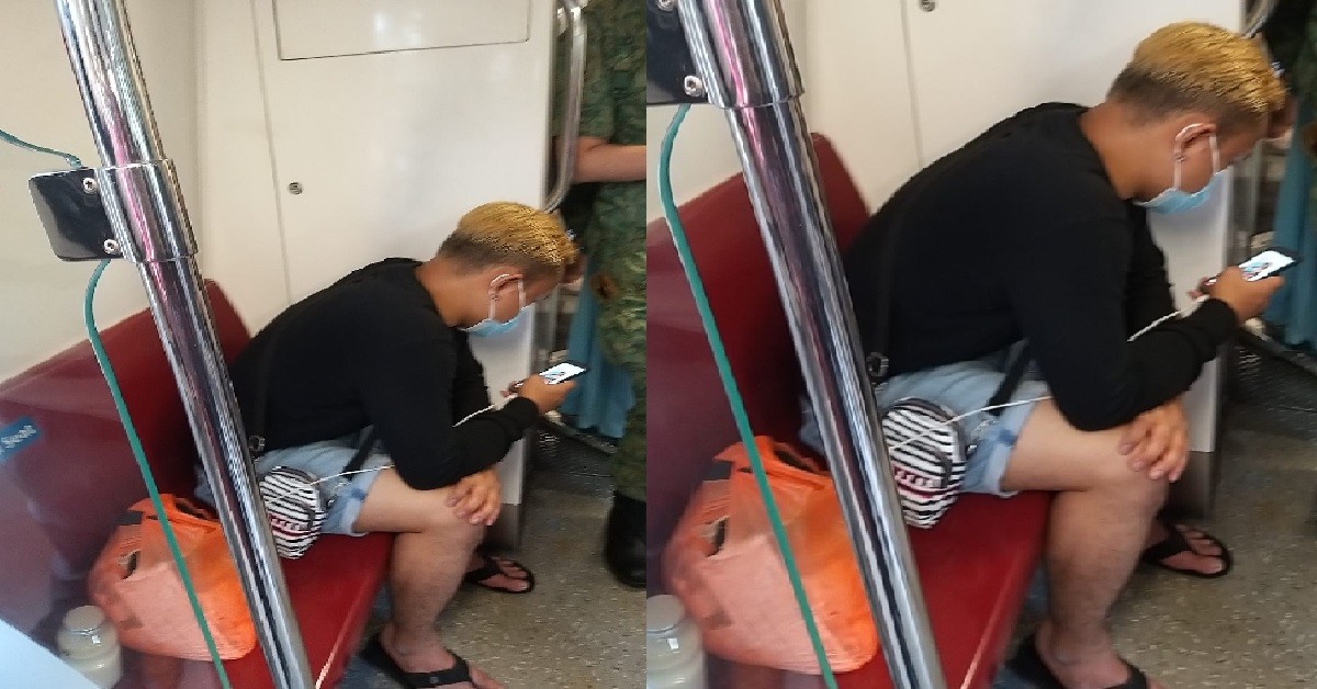 AH BENG HOGGING RESERVED SEAT IN CROWDED MRT, HIS PLASTIC BAG TIRED