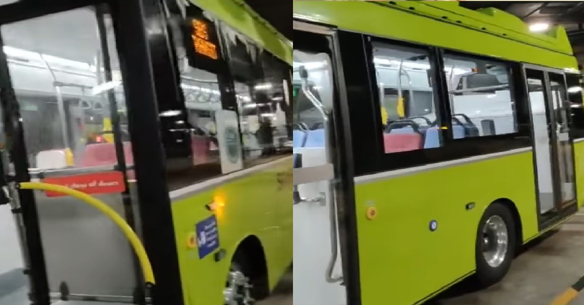 BUS DRIVER GIVES TOUR OF S’PORE’S NEW ELECTRIC BUS WITH 3 DOORS