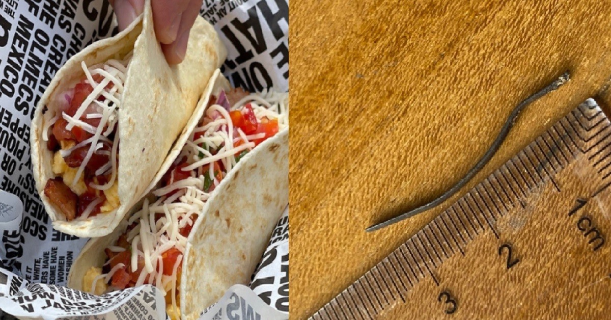 MAN BUYS TACO, BITES DOWN ON 3.5CM PIECE OF METAL HIDDEN INSIDE