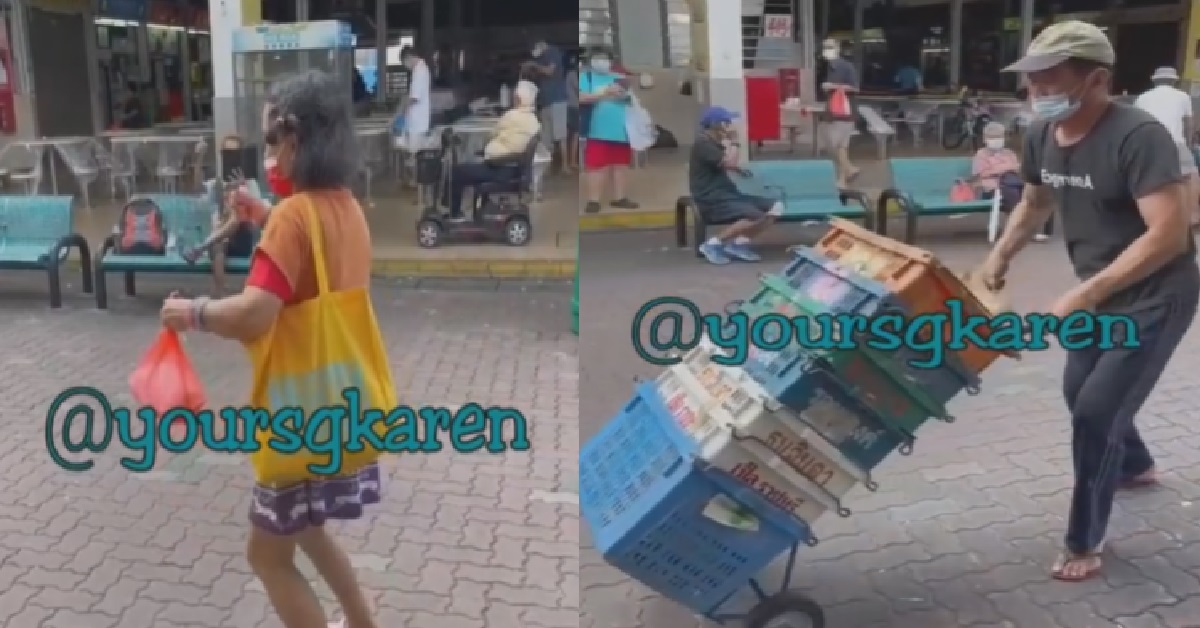 CUTE AUNTIE DANCING AT MARKET, UNCLE ALSO DANCE WITH TROLLEY