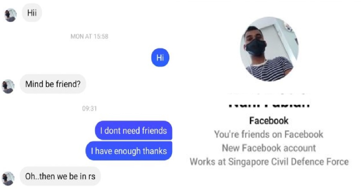 GUY ASK TO BE FRIEND WITH WOMAN WHO SAYS NO, HE SAID: “OK THEN WE BE IN RS”