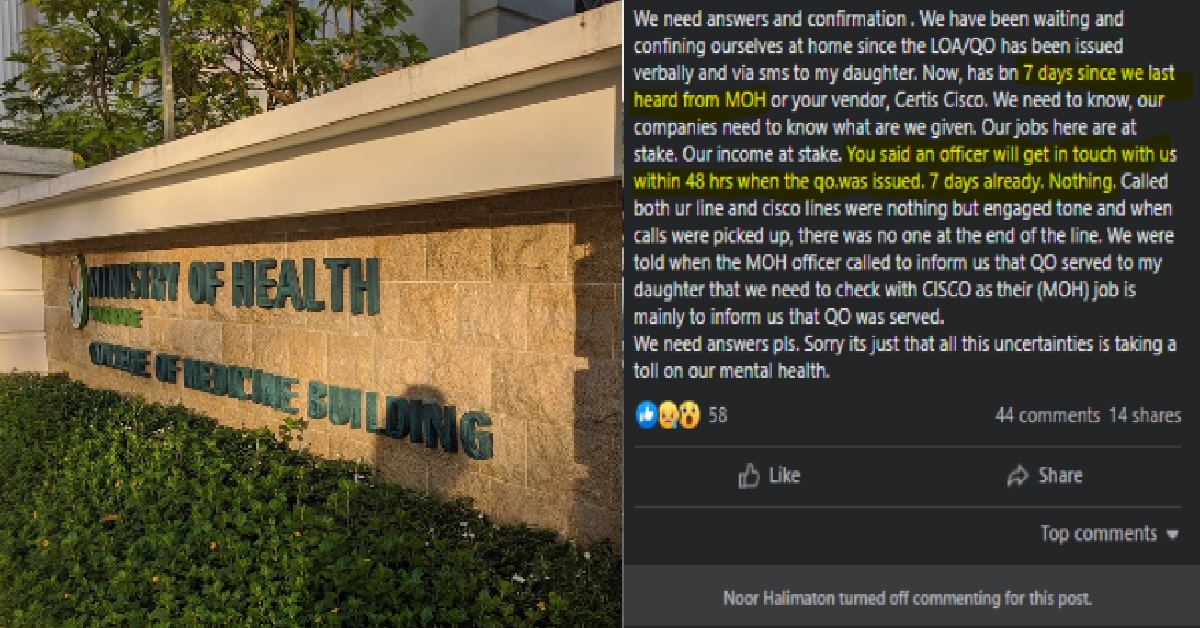 MOH SORRY FOR QUARANTINE ORDER DELAY: “WE ARE DOING THE BEST WE CAN”