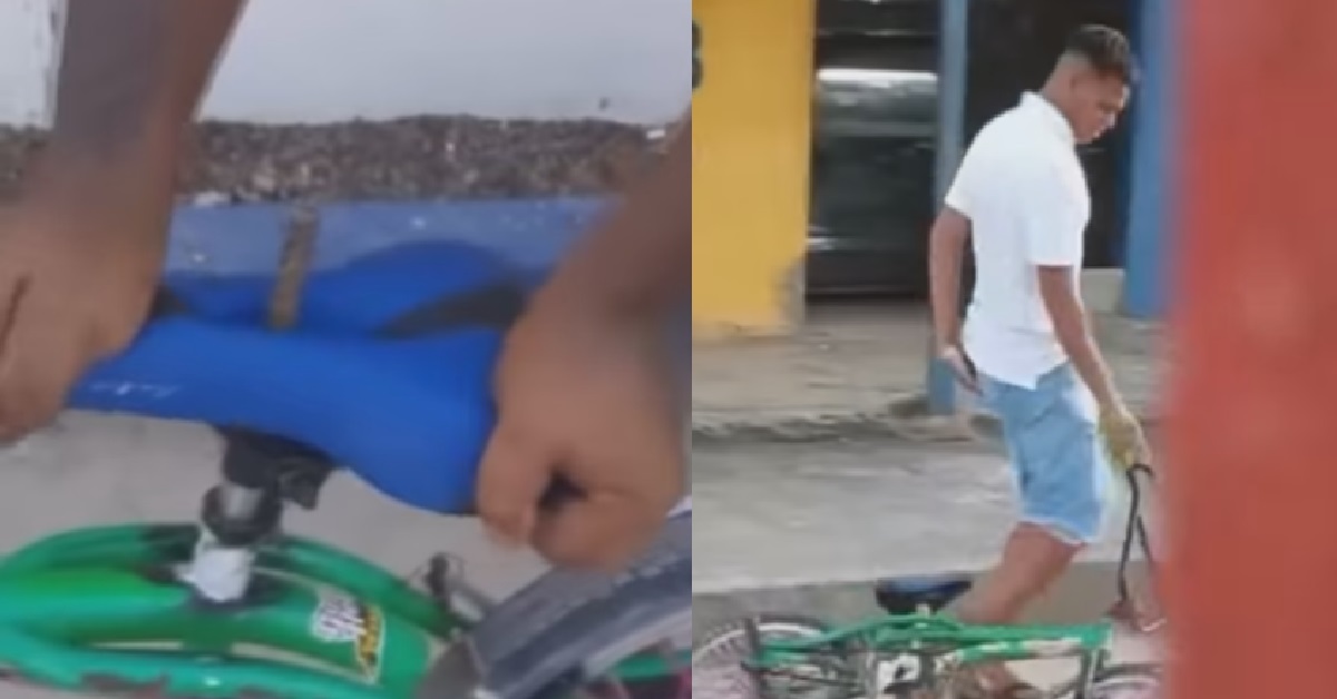 THIEF TRIES TO STEAL BICYCLE, KENA BIKE SHAFT UP HIS @SS