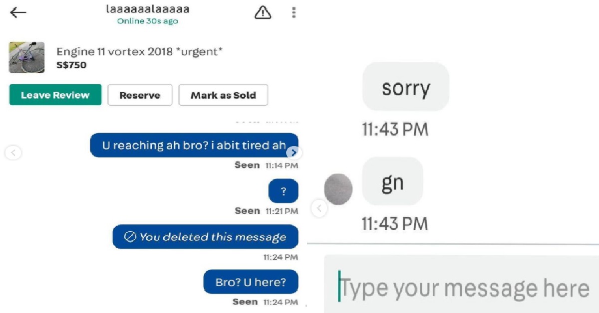 YP BLUFF SELLER ON CAROUSELL, MAKE HIM WAIT 1 HOUR THEN SAY: “SORRY, GOODNIGHT”