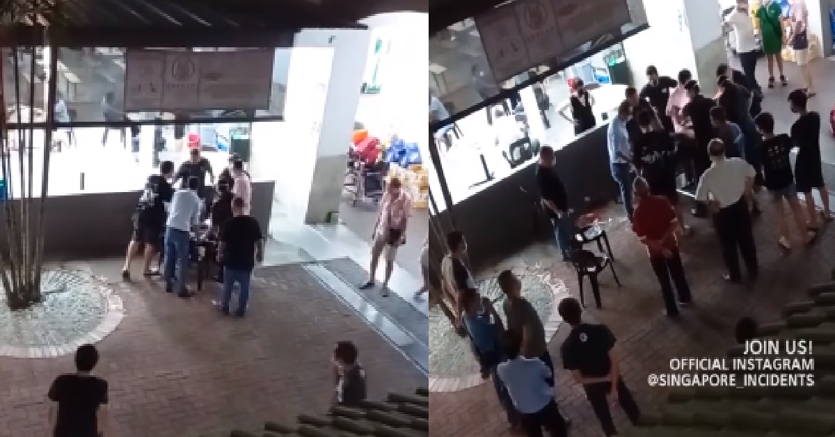 UNCLE DRUNK UNTIL TOH OUTSIDE COFFEESHOP, NEED AMBULANCE