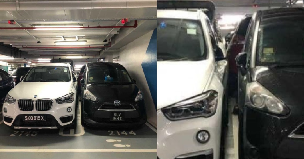 GENIUS BMW PARK RIGHT BESIDE CAR, OTHER DRIVER CANNOT EVEN OPEN DOOR
