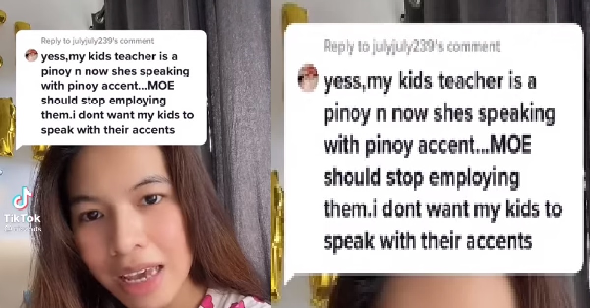S’PORE PARENT SAY HER KID NOW GOT PINOY ACCENT BECAUSE TEACHER IS PINOY