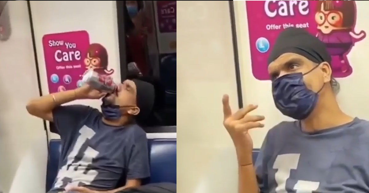 THIRSTY DRUNK MAN DRINKING BEER IN MRT LIKE HIS HOUSE