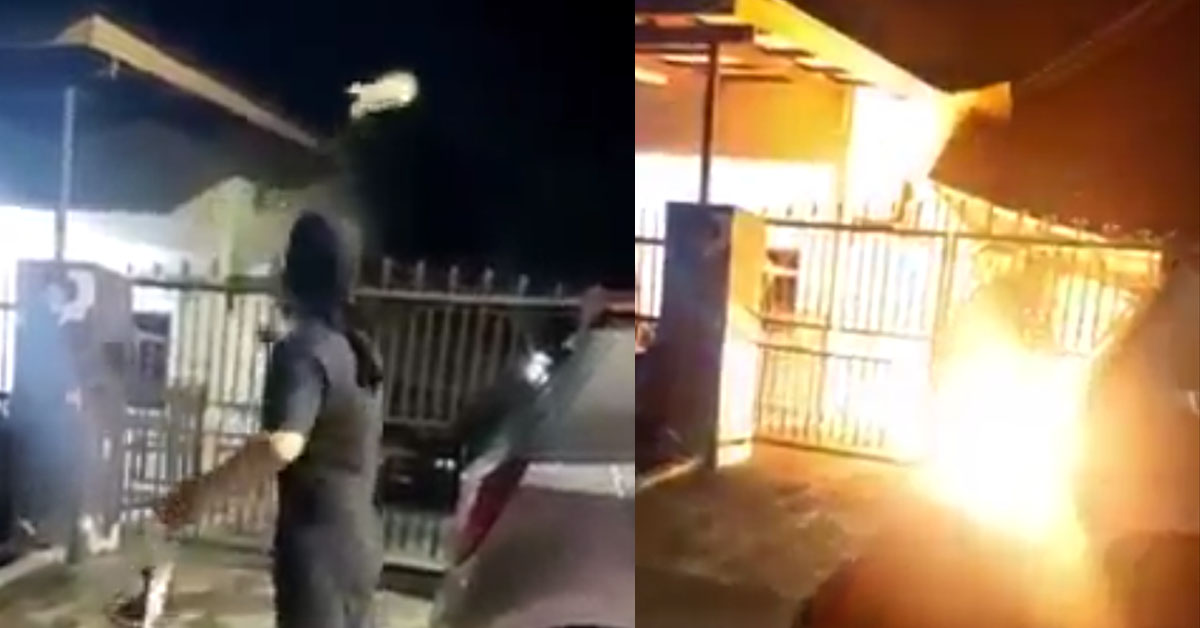 JOHOR LOAN SHARK THROWS PETROL BOMB & ATTEMPTS TO BURN DOWN HOUSE