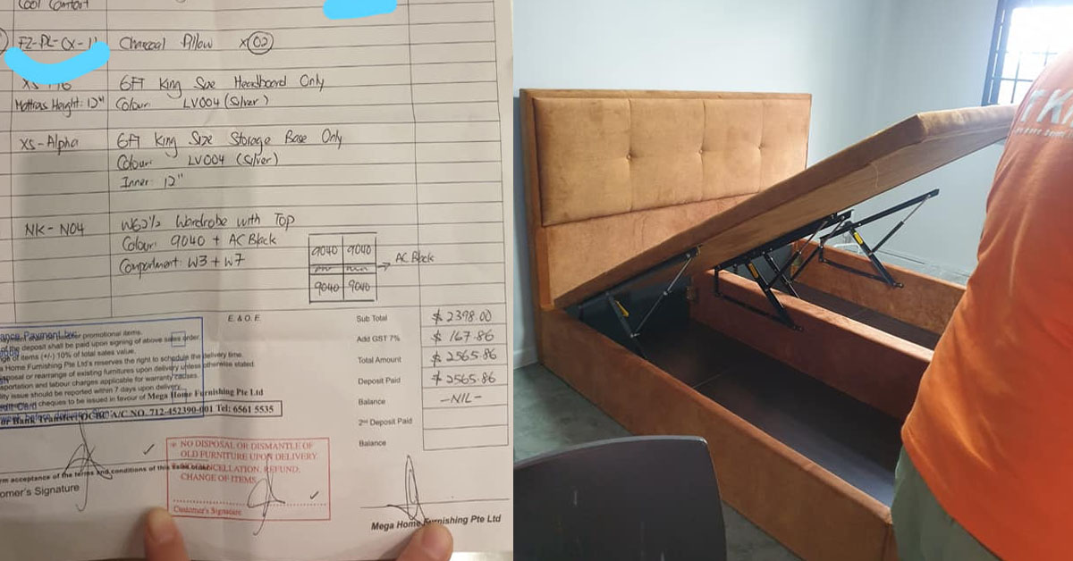 PAID OVER $2500 FOR FURNITURE, BUT WRONG STUFF CAME, TOA PAYOH SHOP WENT MIA