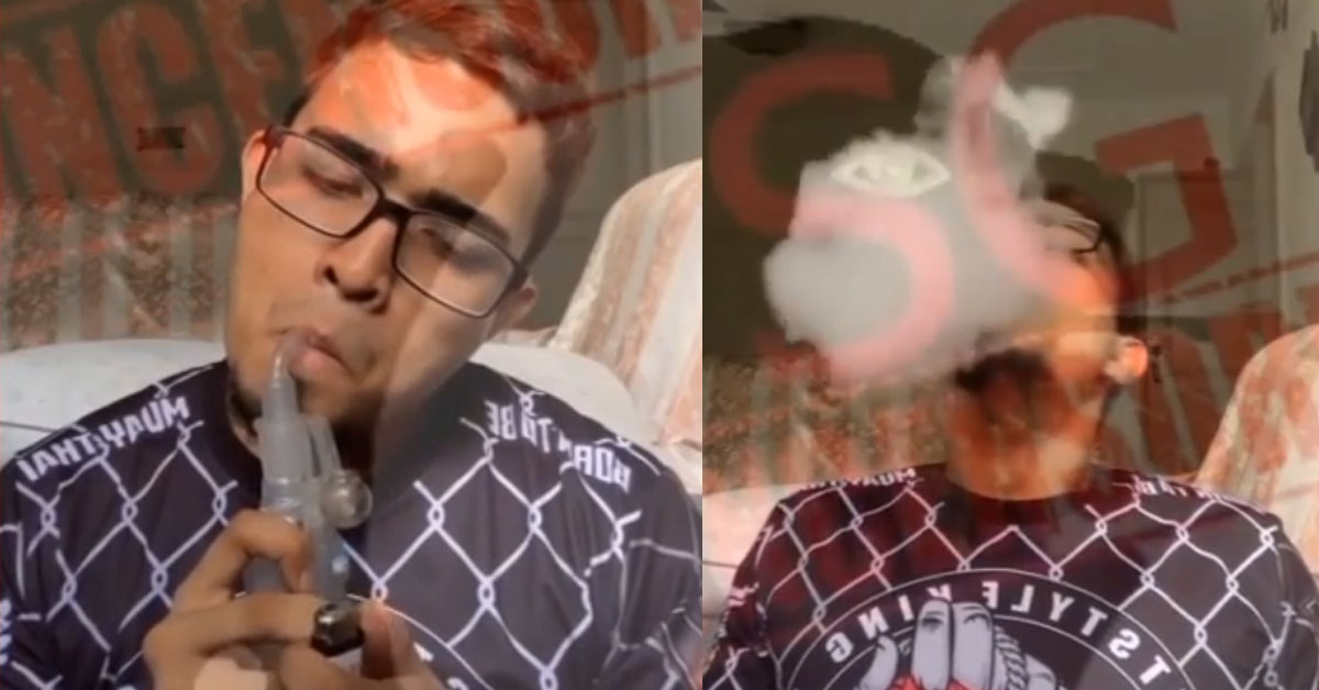 MAN LIGHTS UP A BONG AND SMOKE PROUDLY UPLOADS IT TO INSTAGRAM