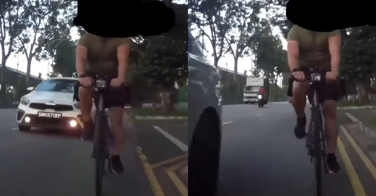 CYCLIST COMPLAINS CAR DRIVE NEAR THEM, “DON’T RIDE ON ROAD LAH KNN”