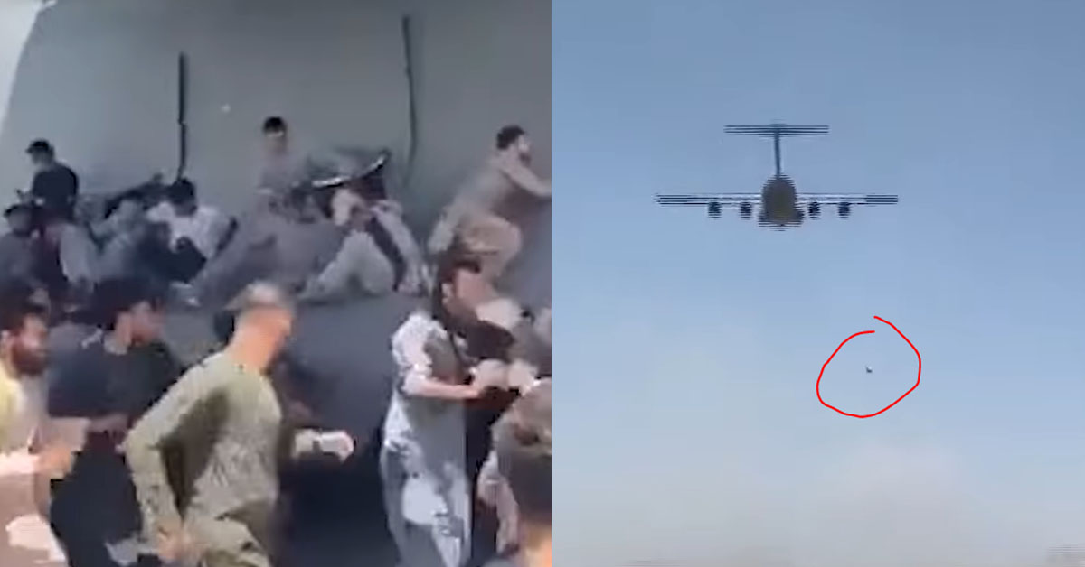 DESPERATE TO ESCAPE AFGHANISTAN, PEOPLE HOLD ON TO PLANE & FALL TO THEIR DEATH