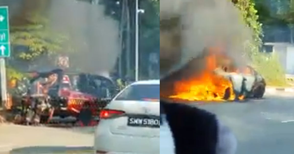CAR BURST INTO FLAMES, DRIVER RUNS FOR HIS LIFE