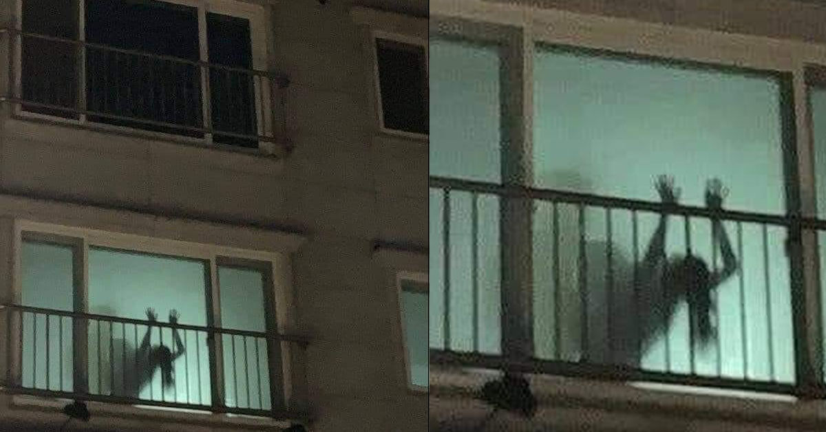 MAN SAID HE SAW A “FEMALE GHOST” ON A BUILDING’S WINDOW PANEL
